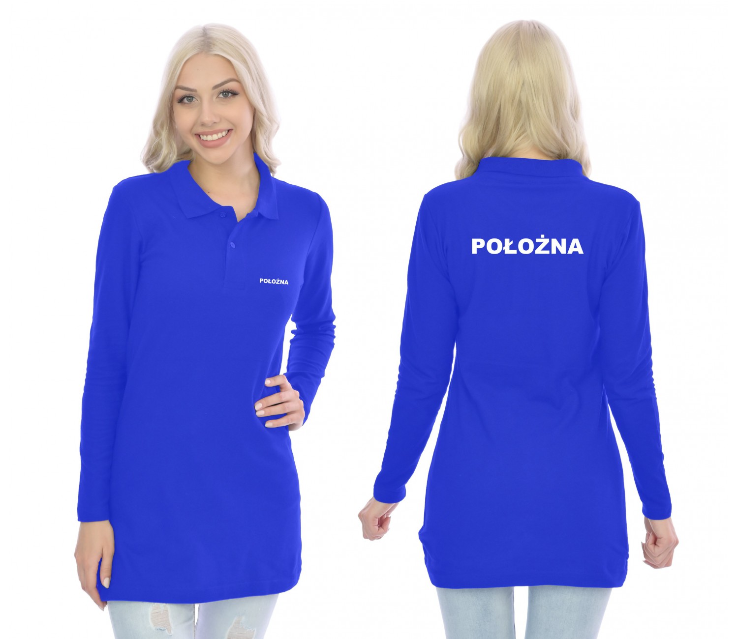 Położna Koszulka Tunika Polo Long Medyczna