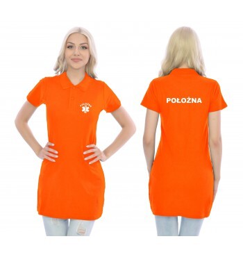 Położna Koszulka Tunika Polo Medyczna Pomarańczowy Eskulap