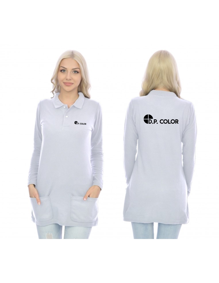 Koszulka damska tunika polo long z kieszeniami firmowa / reklamowa z nadrukiem / haftem