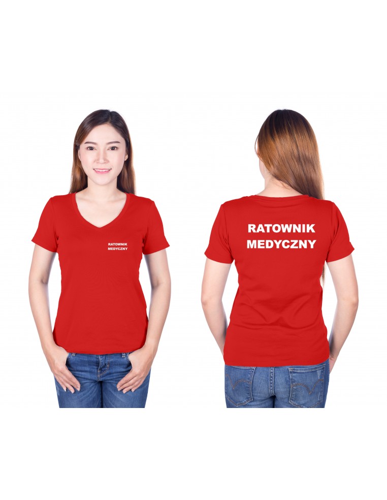 Ratownik Medyczny Koszulka V-Neck Damska Medyczna