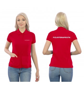 Fizjoterapeuta Koszulka Polo Z Kieszeniami Medyczna Czerwony Napis