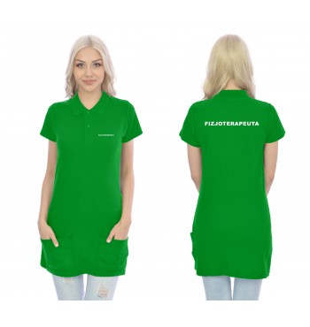 Fizjoterapeuta Koszulka Tunika Polo Z Kieszeniami Medyczna Zielony Napis