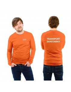 Transport Sanitarny Koszulka Long Męska Medyczna Pomarańczowy Napis