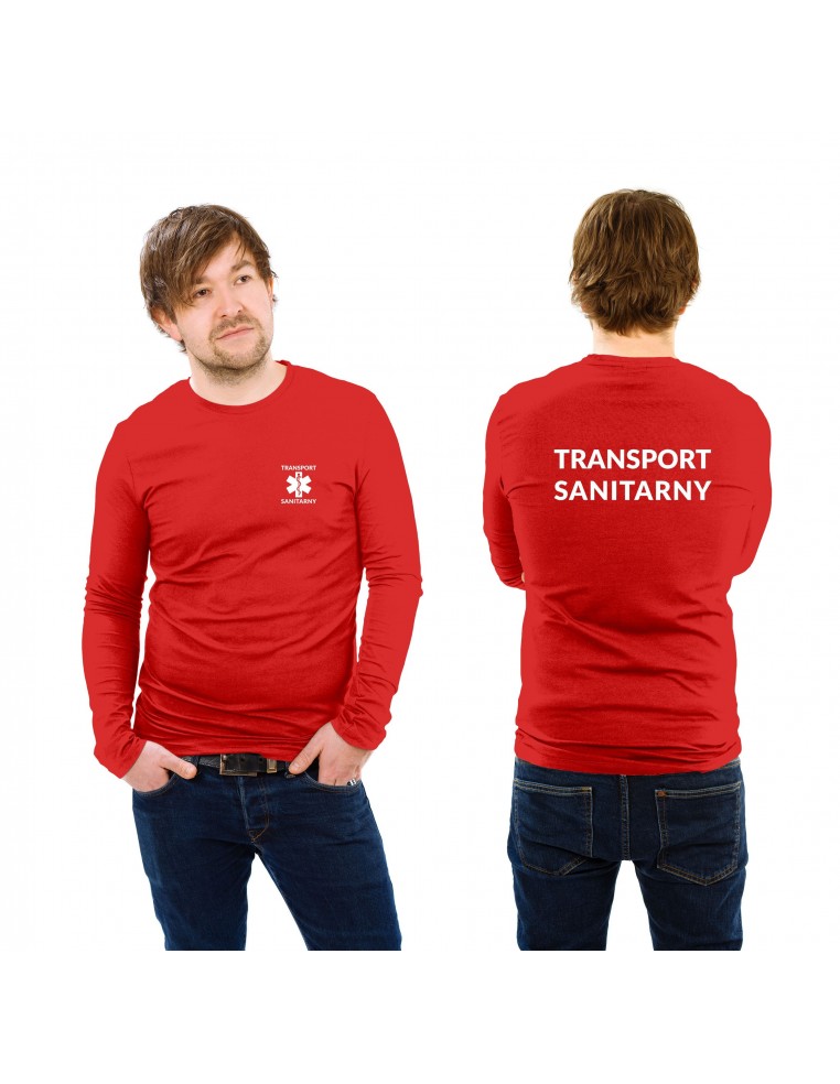 Transport Sanitarny Koszulka Long Męska Medyczna Pomarańczowy Napis