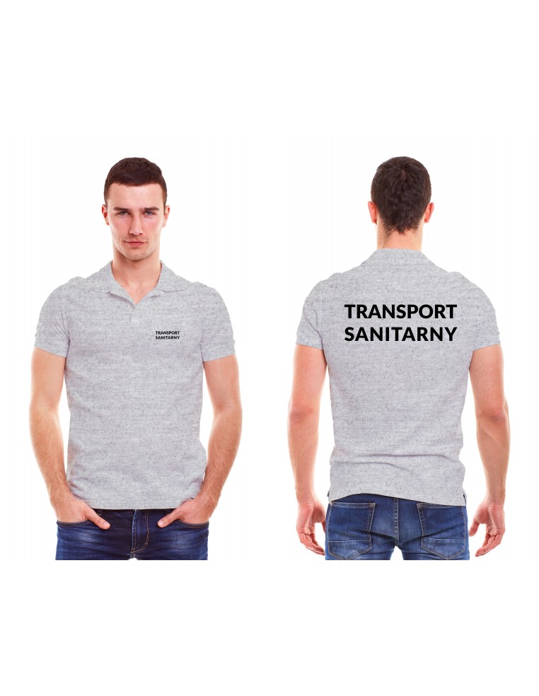 Transport Sanitarny Koszulka Polo Męska Medyczna Granatowy Napis