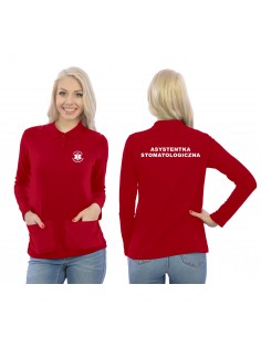 Asystentka Stomatologiczna Koszulka Polo Z Kieszeniami Medyczna Czerwony Eskulap
