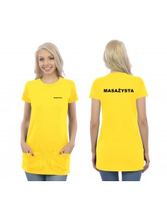 Masażysta Koszulka Tunika Z Kieszeniami Medyczna Żółty Napis