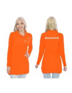 Masażysta Koszulka Tunika Polo Long Medyczna Pomarańczowy Eskulap