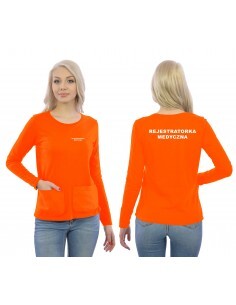 Rejestratorka Medyczna Koszulka Long Z Kieszeniami Medyczna Pomarańczowy Napis