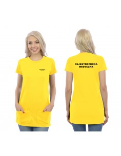Rejestratorka Medyczna Koszulka Tunika Z Kieszeniami Medyczna Żółty Napis