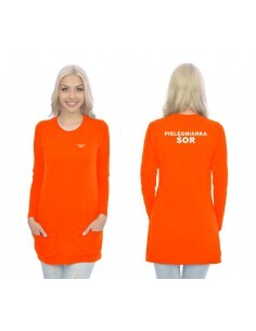 Pielęgniarka SOR Koszulka Tunika Long Z Kieszeniami Medyczna Pomarańczowy Napis