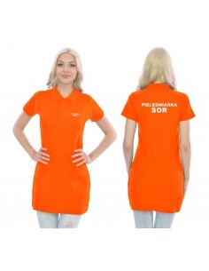 Pielęgniarka SOR Koszulka Tunika Polo Medyczna Pomarańczowy Napis