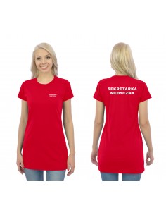 Sekretarka Koszulka Tunika Medyczna Czerwony Napis