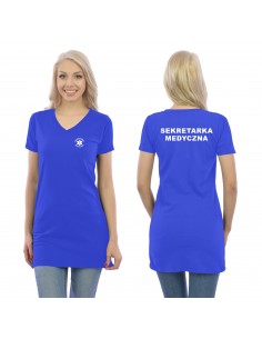 Sekretarka Koszulka Tunika V-neck Medyczna Niebieski Eskulap