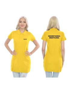 Sekretarka Koszulka Tunika Polo Medyczna Żółty Napis